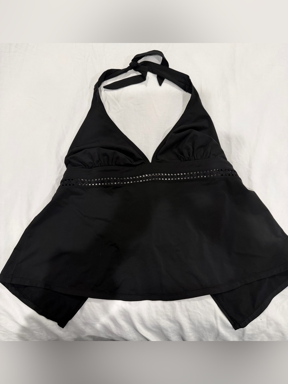 Motherhood Black Halter Swim Top with Decorative Waistband